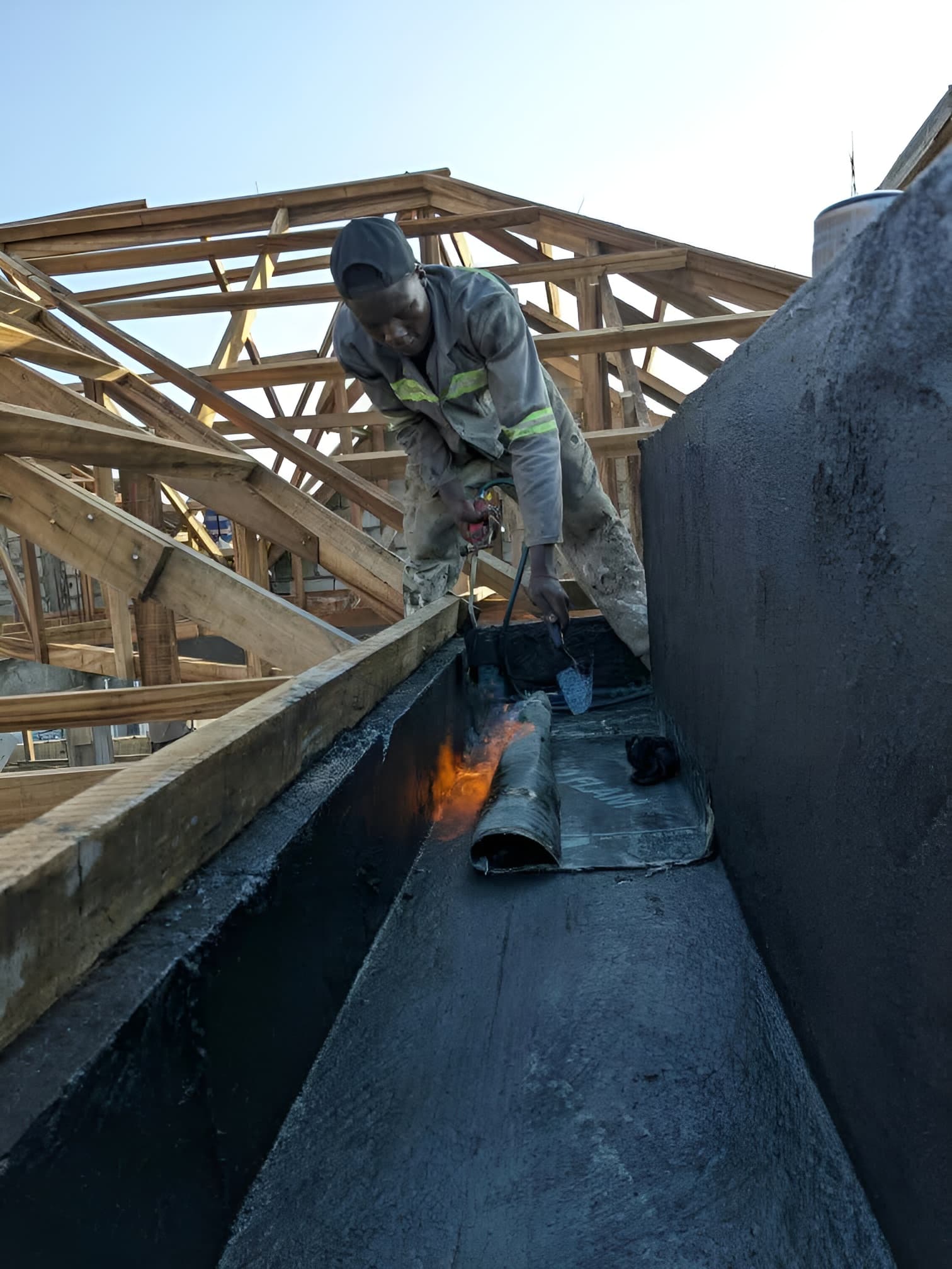 rooftop-worker working